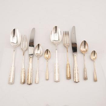 A set of 56 pcs of silver cutlery Polen first half of the 20th century total weight 2496 grams.