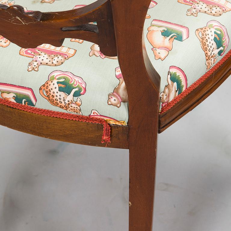 Matbord och stolar, 8 st, mahogny, regency-stil, 1900-talets slut.
