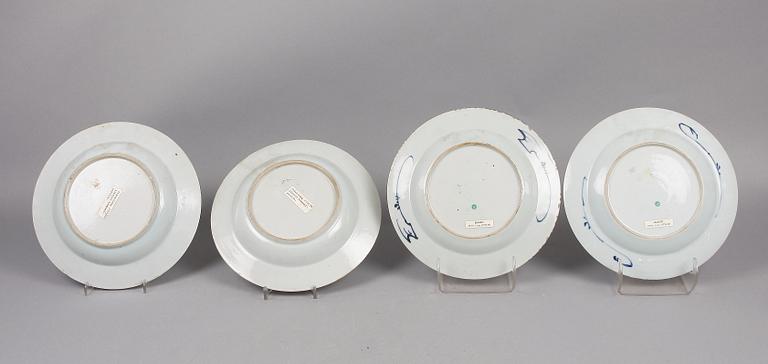 TALLRIKAR, 4 st, porslin, Kina, Qianlong, 1700-tal.