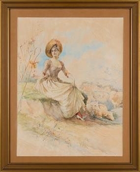 ALBERT EDELFELT, watercolour, signed and dated 1886.