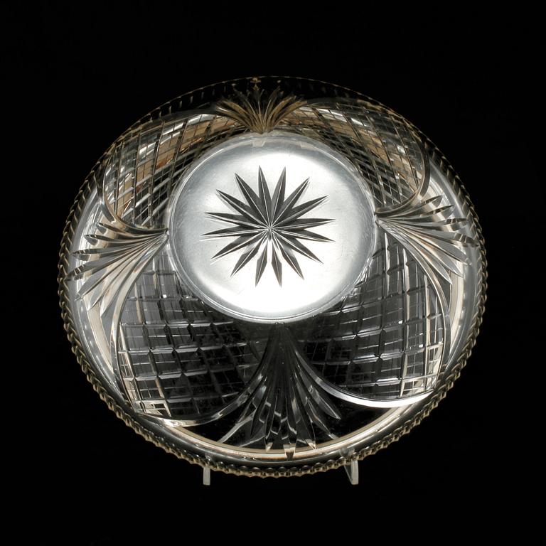 SKÅL, nysilver och glas, Würtembergische Metallwaren Fabrik, Tyskland, 1900-talets första hälft.