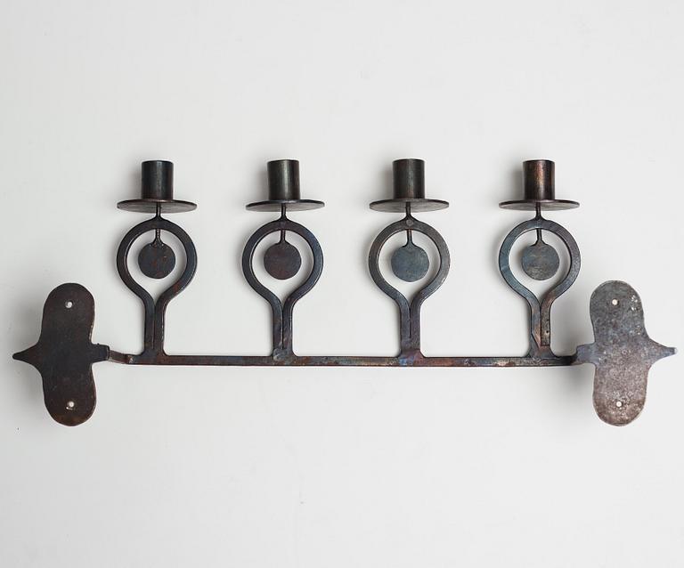 BERTIL VALLIEN, a wrought iron wall candelabrum from Boda Smide, 1960's.