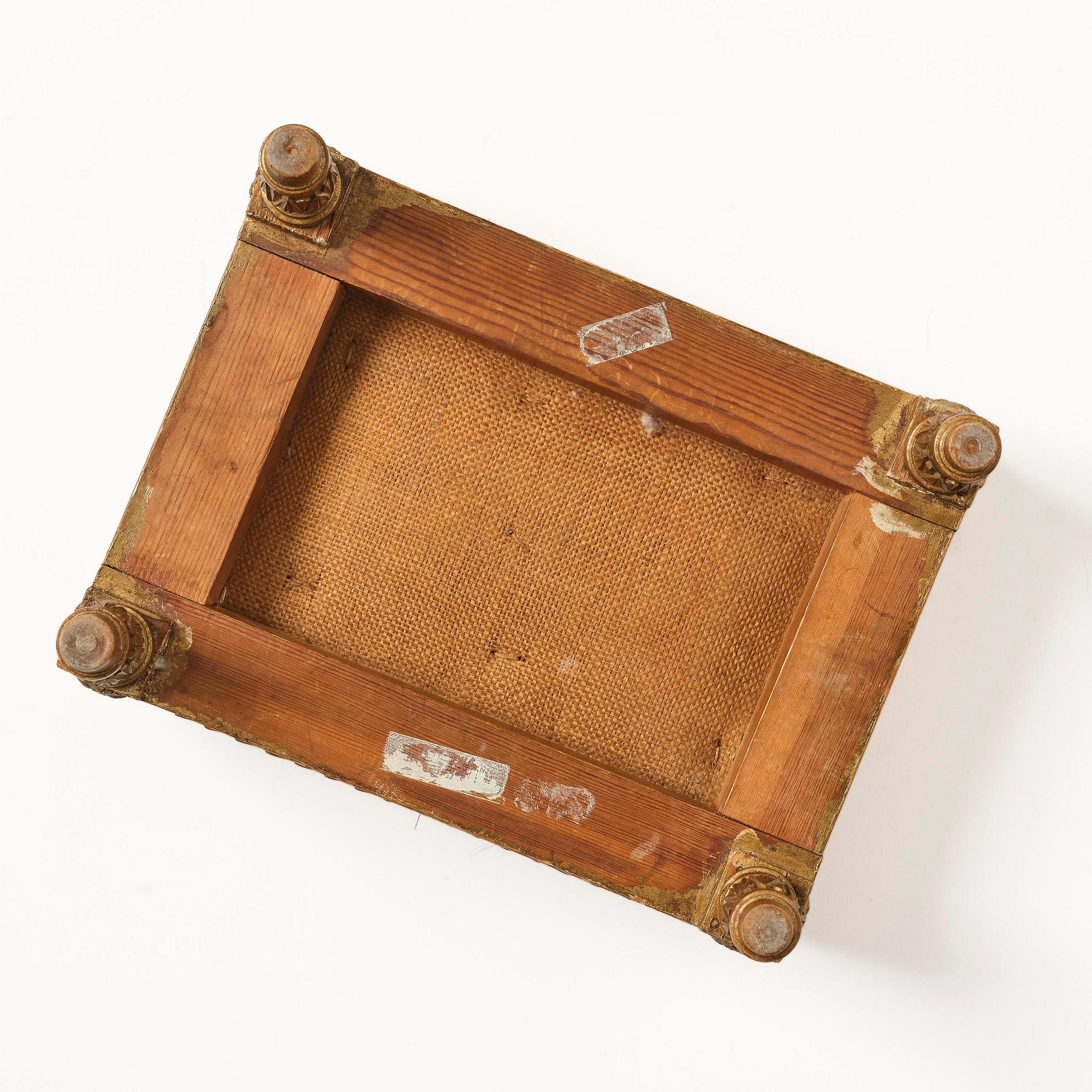 A late Gustavian giltwood foot stool, Stockholm, late 18th century.