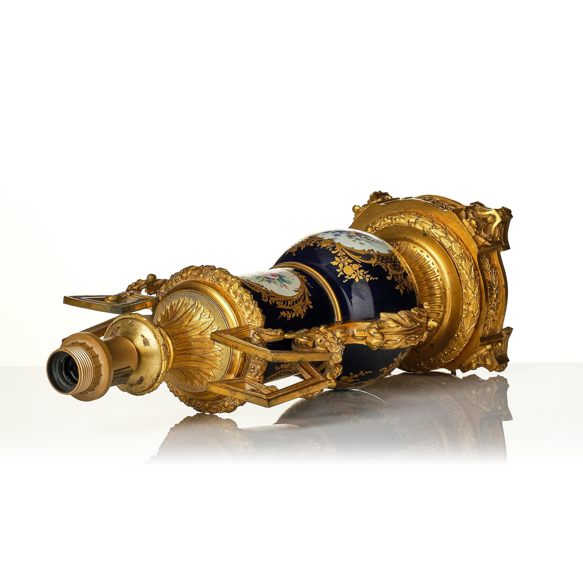 A 'Sèvres' gilt bronze table lamp, France, circa 1900.
