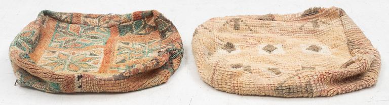 A pair of cases for poufs, Morocco, approx. 55 x 55 x 18 cm.