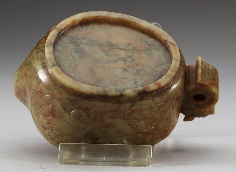 An archaistic nephrite ewer, Qing dynasty.