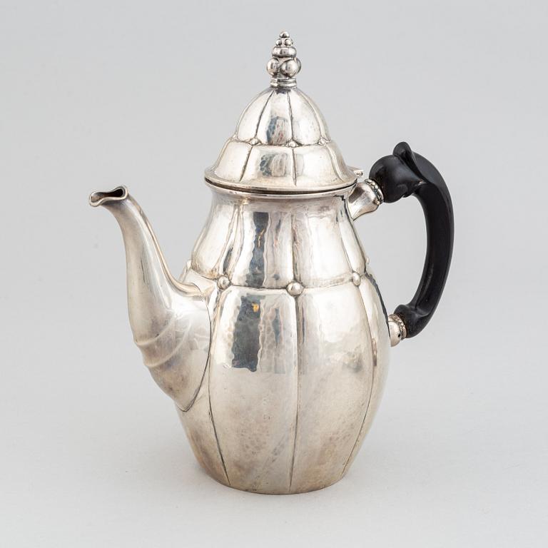 A three piece silver coffee set, mark of Carl M. Cohr, Frederica, Denmark 1927.