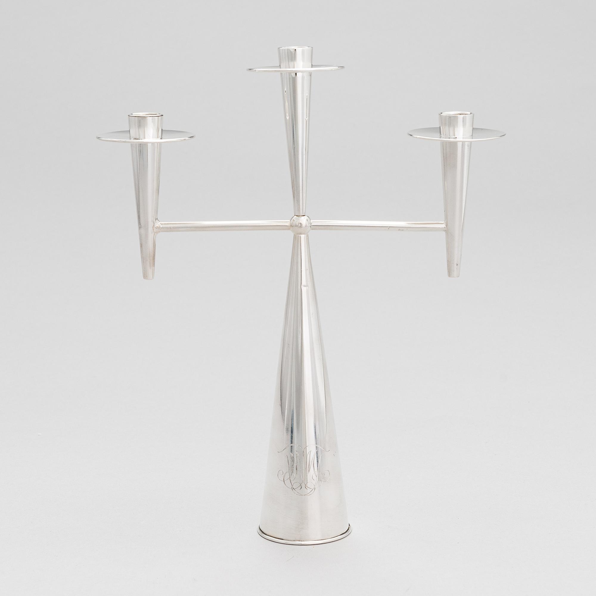 Tapio Wirkkala, Kandelaber TW 202, silver (916), Kultakeskus, Tavastehus 1961.
