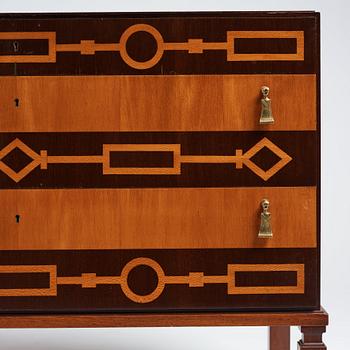 Axel Einar Hjorth, a iaspis and palisander chest of drawers  'Library' by Nordiska Kompaniet, Sweden 1929.