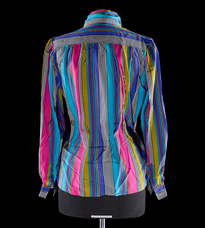 A silk blouse by Yves Saint Laurent.