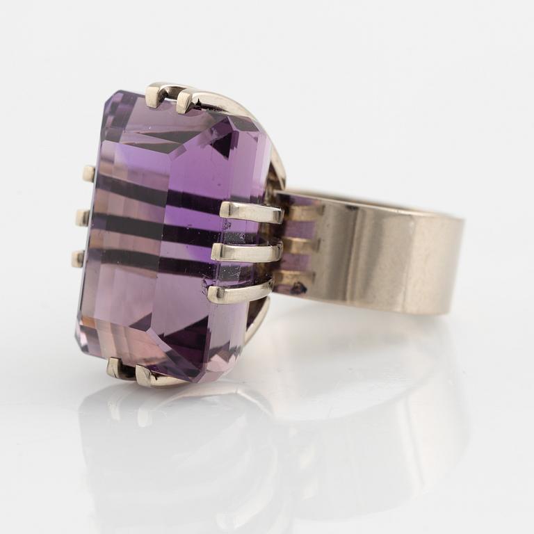 18K white gold and amethyst ring, Burt Edman.