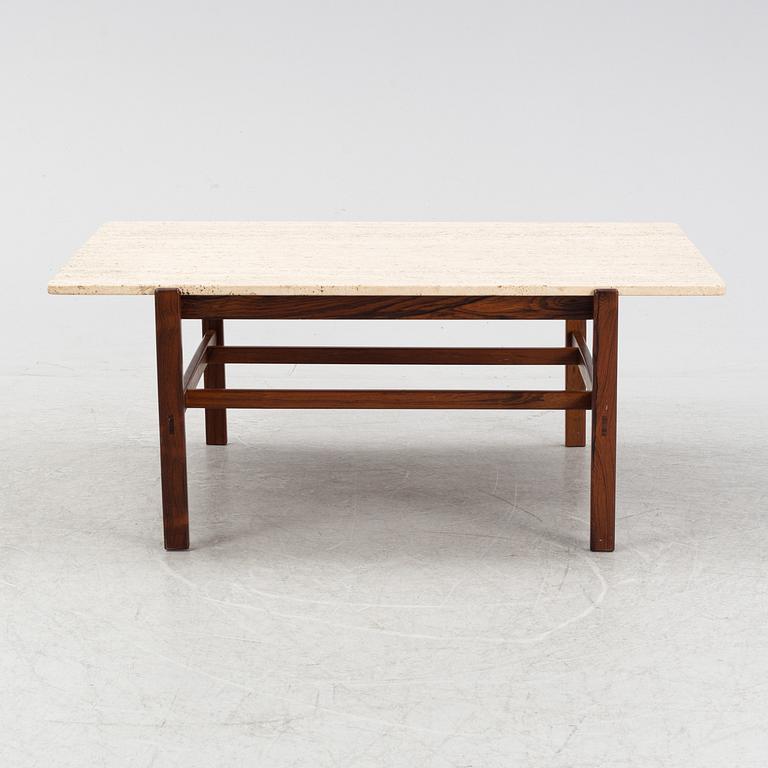 Inge Davidson, a rosewood and travertine coffee table, Möbelsnickare Ernst Johansson, Långås, 1960's/70's.