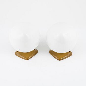 Gunnar Nylund, a pair of glass and porcelain wall lights from the 'Lyx' series, Ifö Electric, Sweden, 1960's.