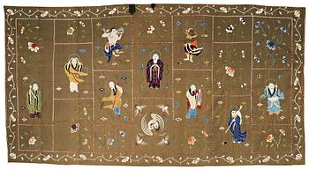 A Chinese silk embroidery, late Qing dynasty, 19th Century.