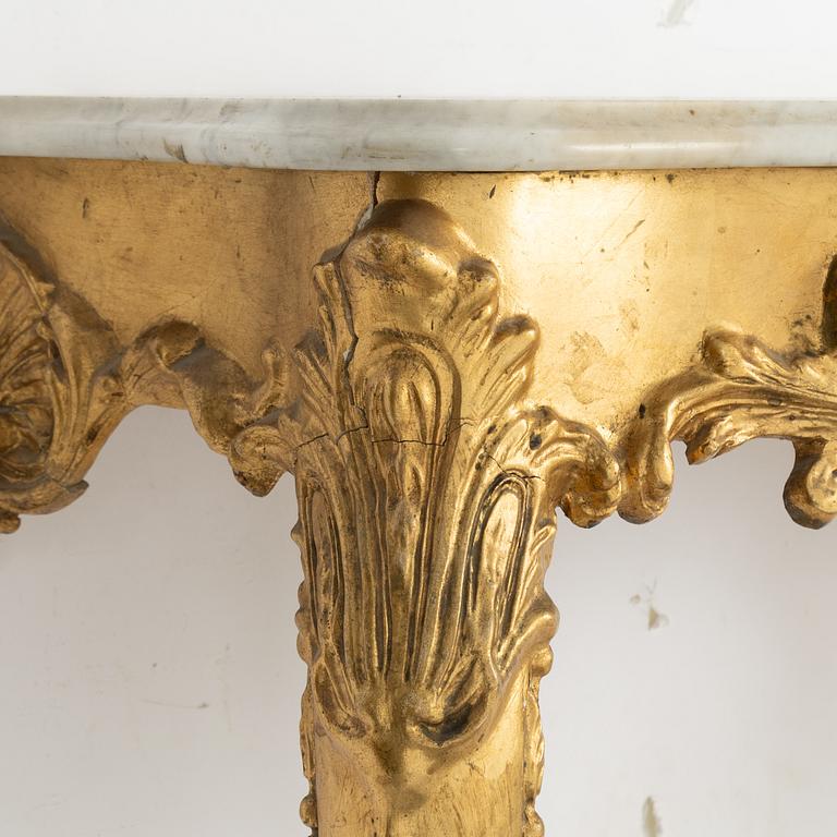 Spegel och konsolbord, rokokostil 1800-tal.