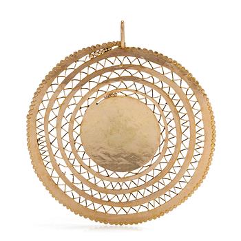 Tapio Wirkkala, riipus, "Viikinki riipus", 14K kultaa, Westerback, Helsinki 1966.