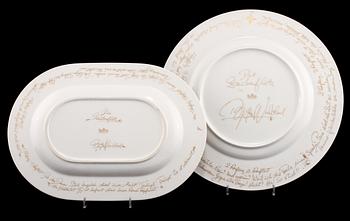 UPPLÄGGNINGSFAT, 2 st, "Die Zauberflöte", Björn Wiinblad, Rosenthal, 1900-tal.