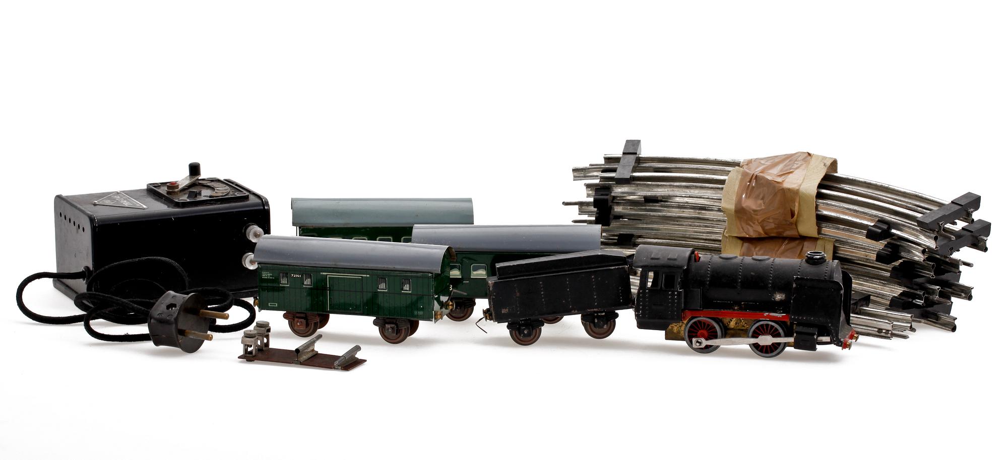 TÅGBANA, 16 delar, litograferad plåt, Karl Bub Tyskland 1950-tal.