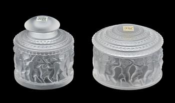 LOCKASK samt FLAKONG, glas, Lalique, sign "Lalique France".