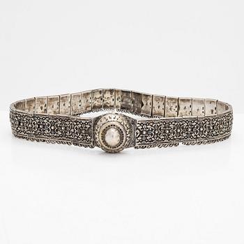 Skärp, silver, niello och läder, Kaukasus, 1900-talets början.