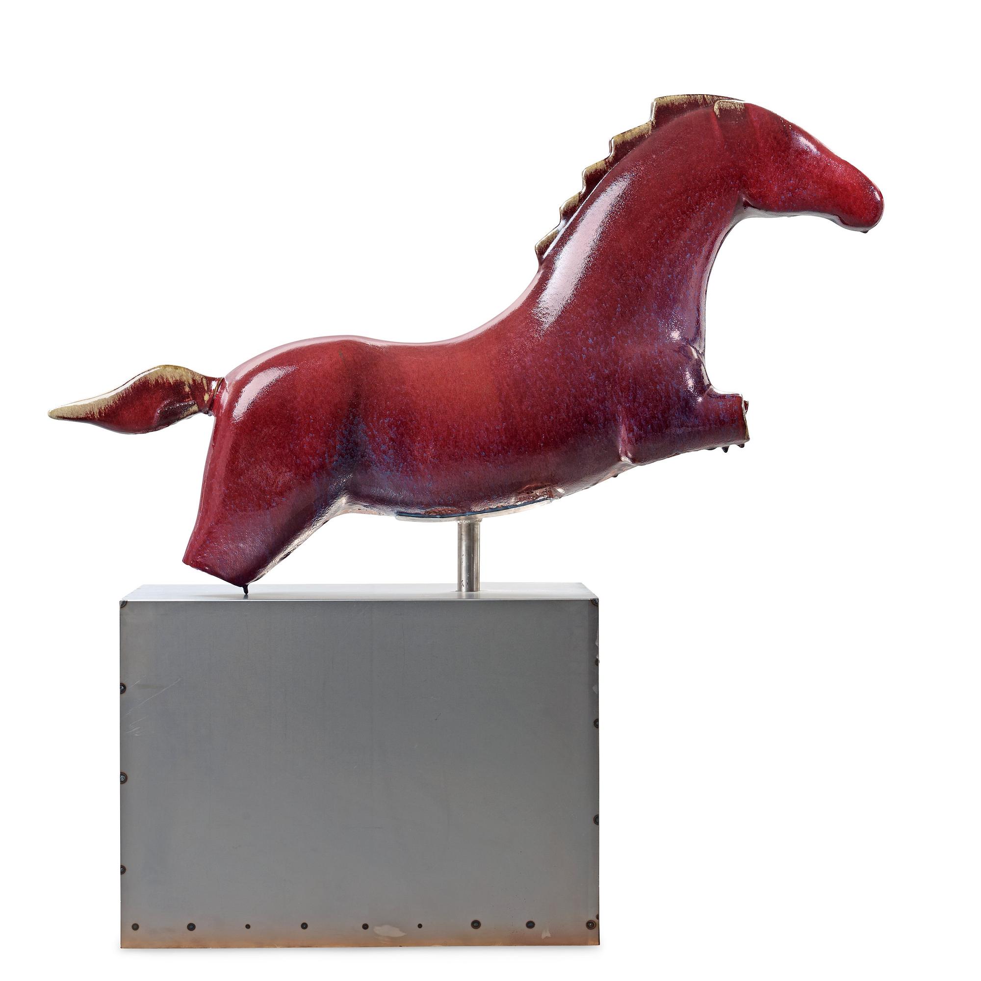 An Ulla & Gustav Kraitz stoneware sculpture of a horse, Förslövsholm, Sweden.
