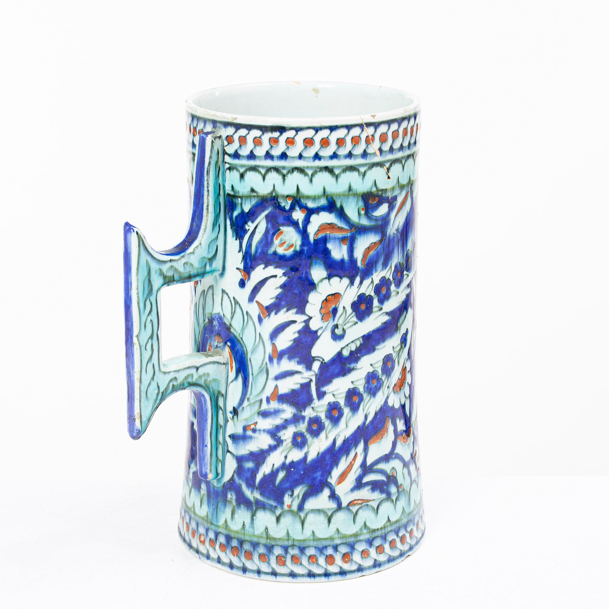 Stop, glaserat lergods, troligen Europa efter Iznik-förlaga, 1800-tal.