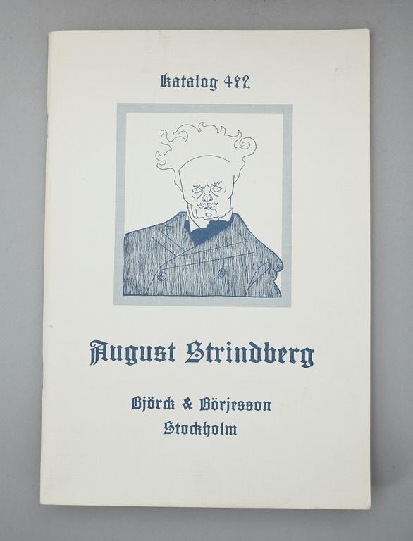 BOKPARTI OM OCH AV AUGUST STRINDBERG, 8 vol+2 häften, bla "Sagor", av August Strindberg, Stockholm 1915.