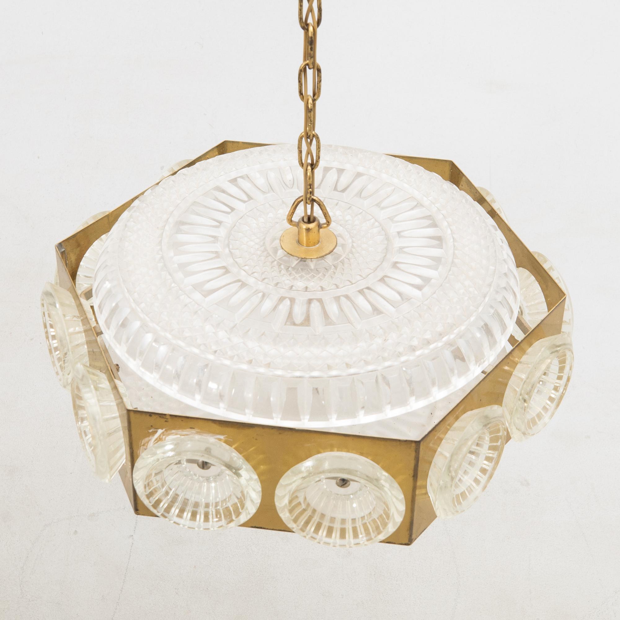 Carl Fagerlund, Ceiling lamp Orrefors 1970s.