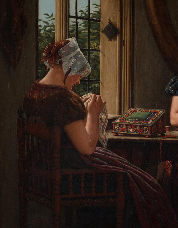 Carl Ludwig Jessen, Interior with needleworking women.