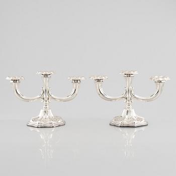 A pair of candelabras, silver. CG Hallberg, 1952.
