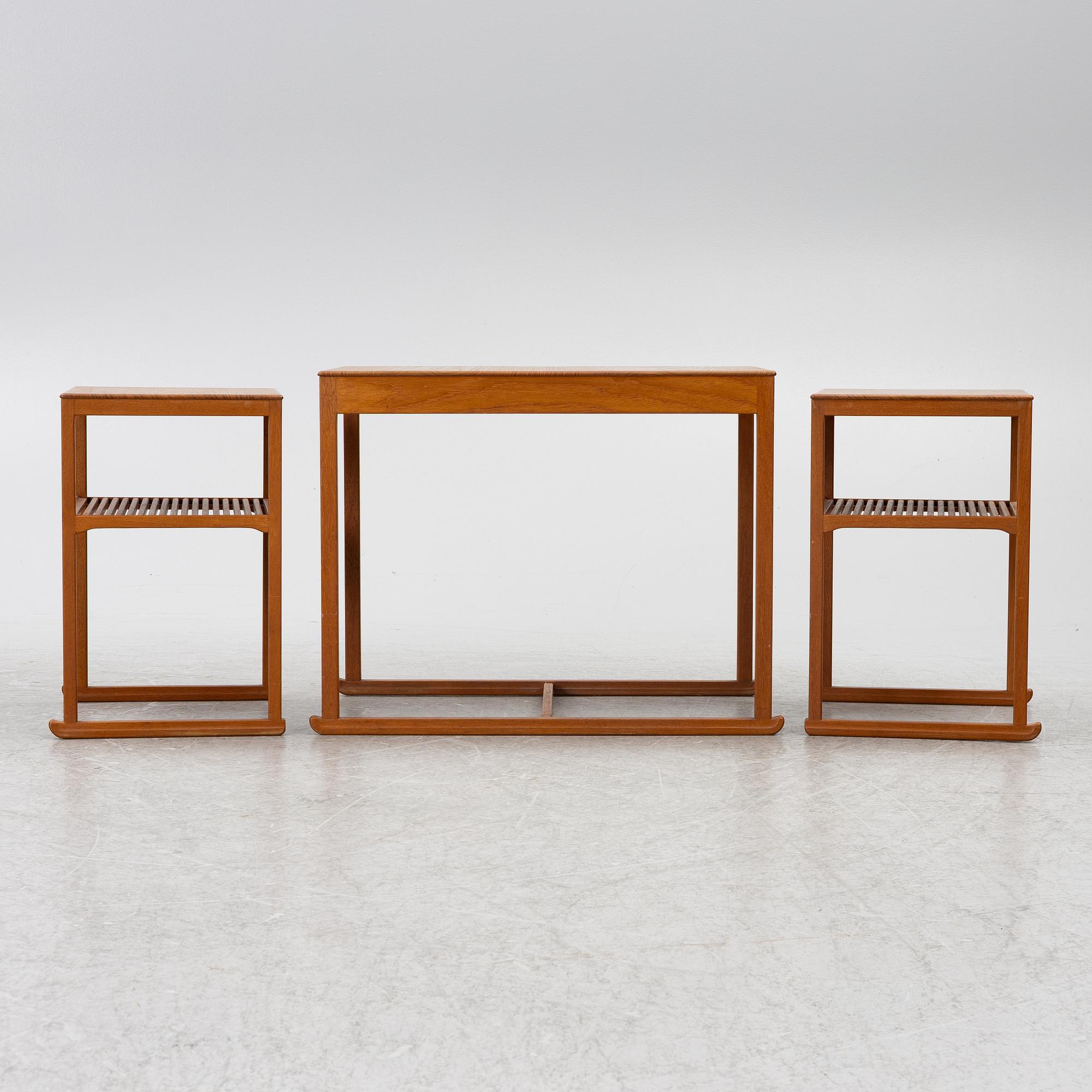Carl Malmsten, a nest of three 'Släden' tables.