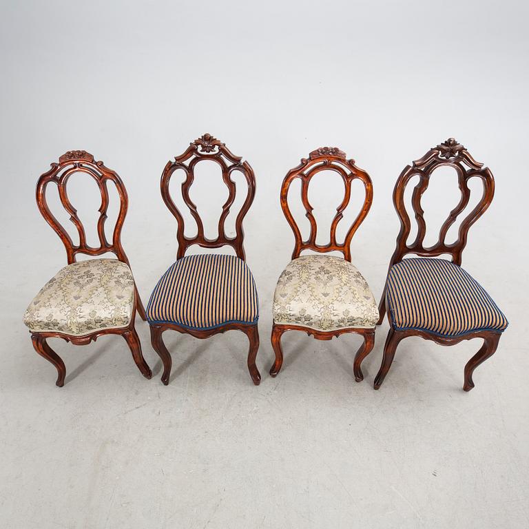 A set of six and two Neo Rococo mahogany chairs.