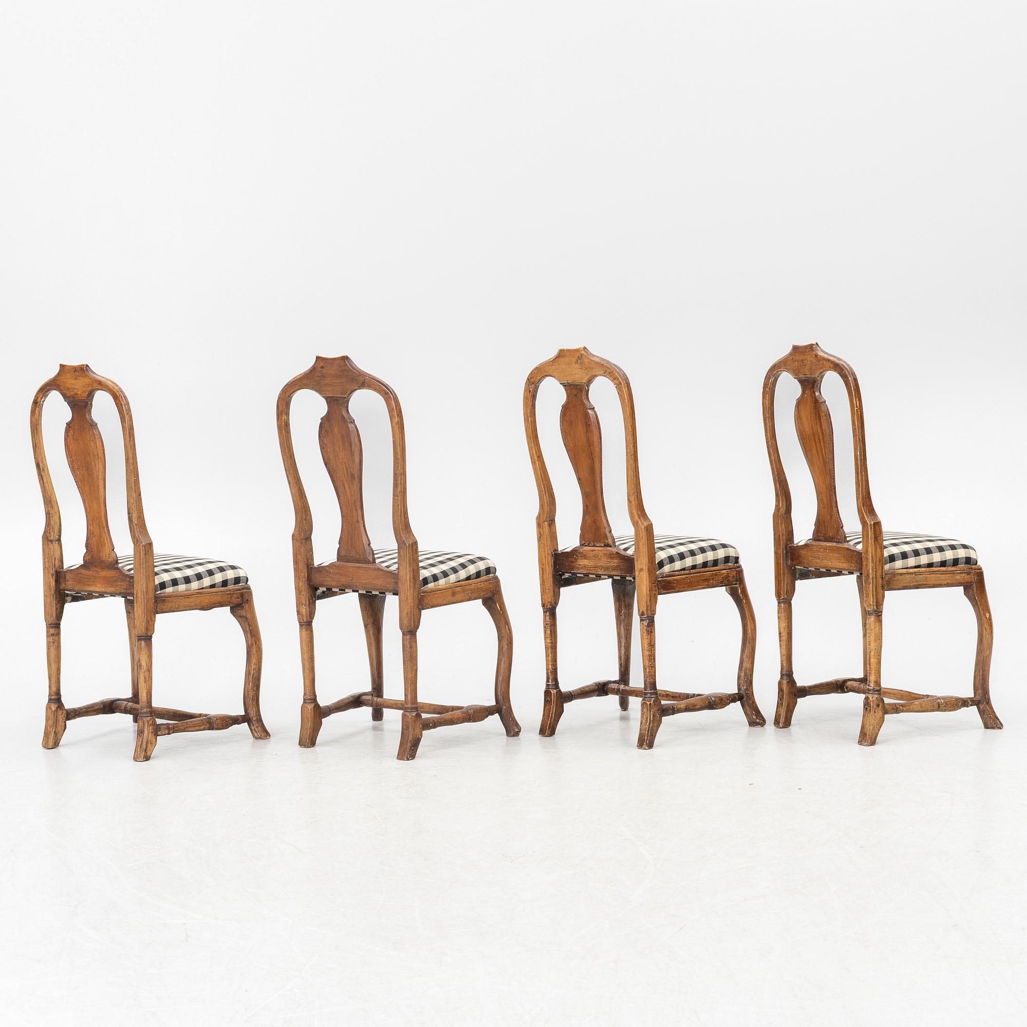 Chairs, 4 pcs, late Baroque, 18th century.