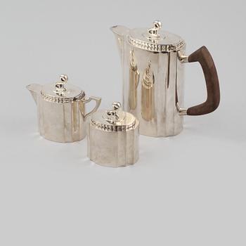 KAFFESERVIS, 3 delar, silver, Mexico, 1900-tal, total vikt 1255 gram.