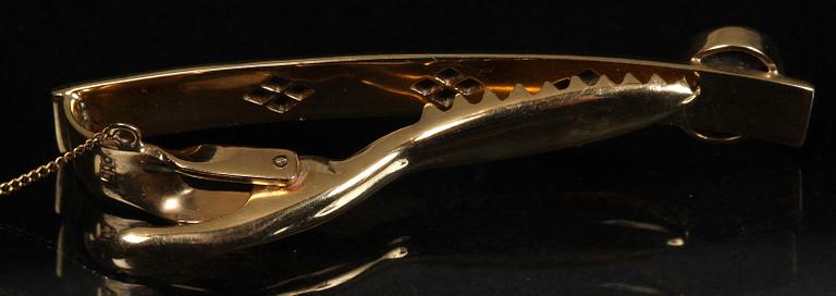 SLIPSNÅL, 14k, samt stjärnsafir.