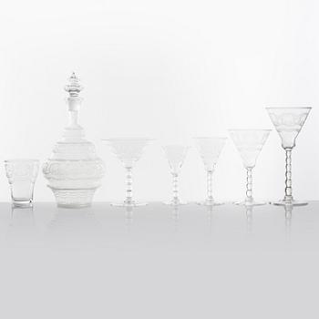 Simon Gate, glasservis, 46 delar, "Molnet", Orrefors.