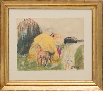 OLLE OLSSON-HAGALUND, crayon, signed.