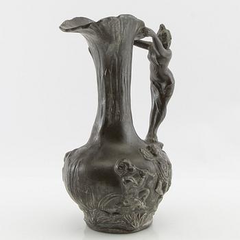 Jean-Maurice Petizon, Vase, Art Nouveau, pewter, France.