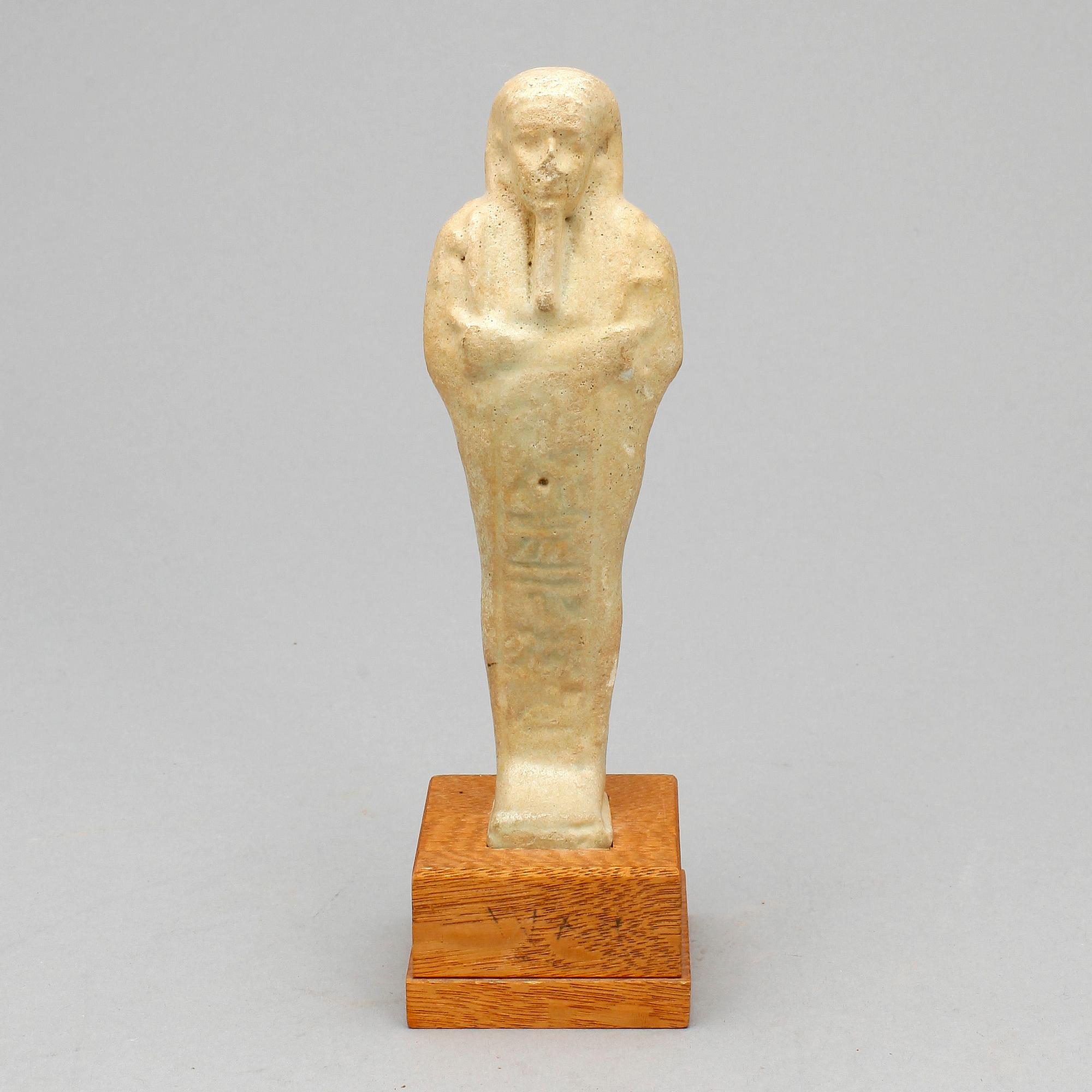 USHEBTI, fajans, Egypten, troligen Sentid 664-331 f Kr.