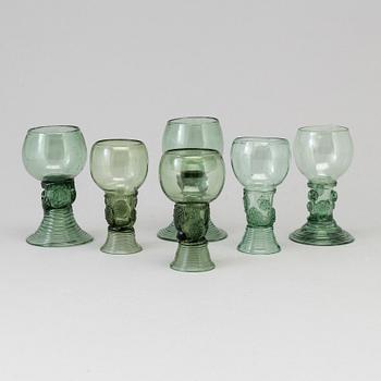 Six 19th century 'remmare' glasses.