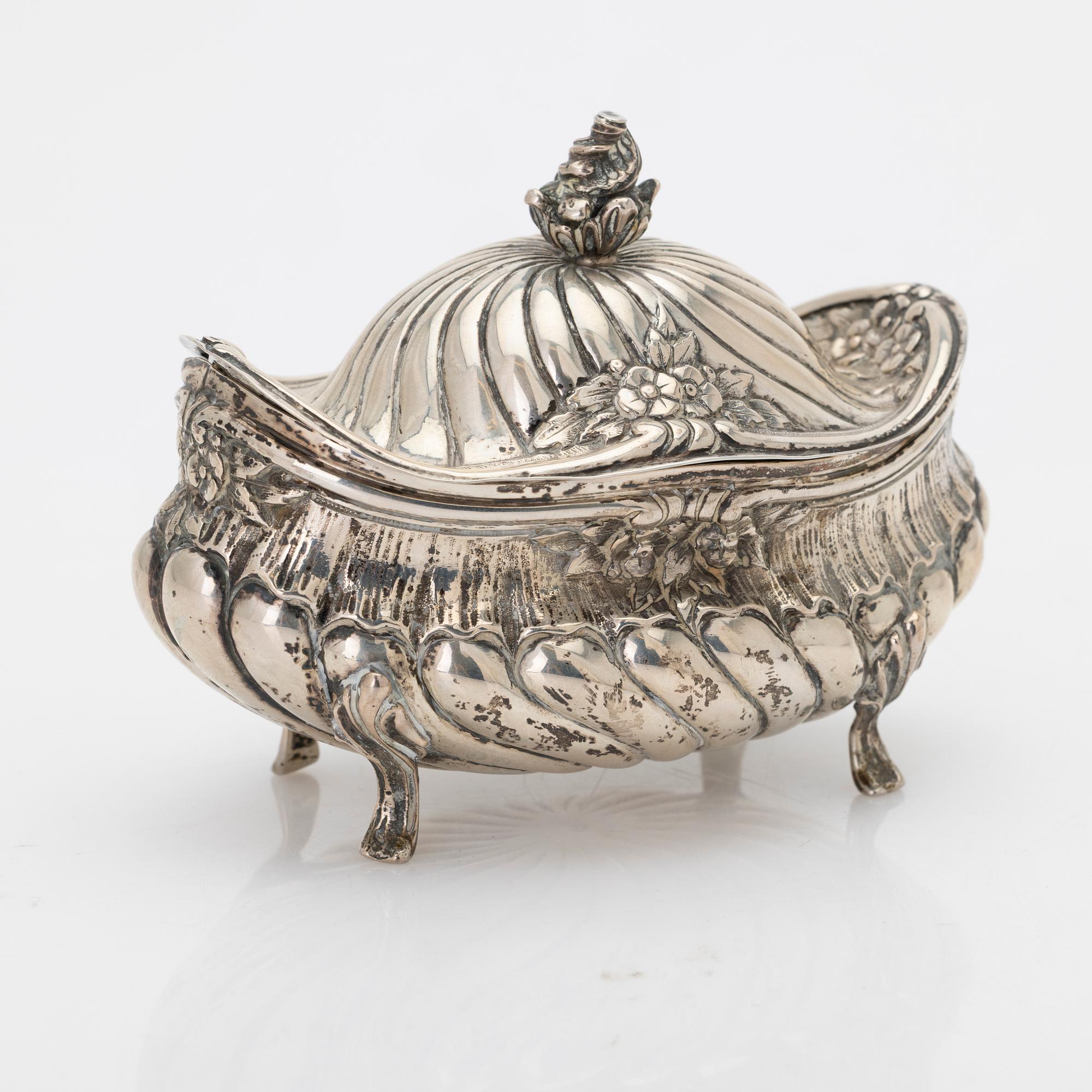 Silver sugar bowl, Historicism, Germany, early 20th century.