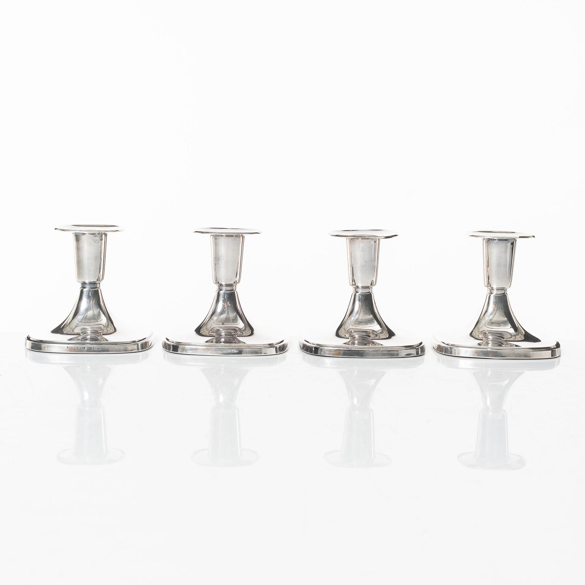 Tore Eldh, four silver candlesticks, K&EC/Ceson, Gothenburg, 1967-80.