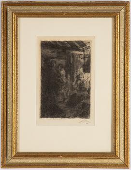 Anders Zorn, etsning, signerad Zorn med blyerts samt daterad 1917 i plåten.