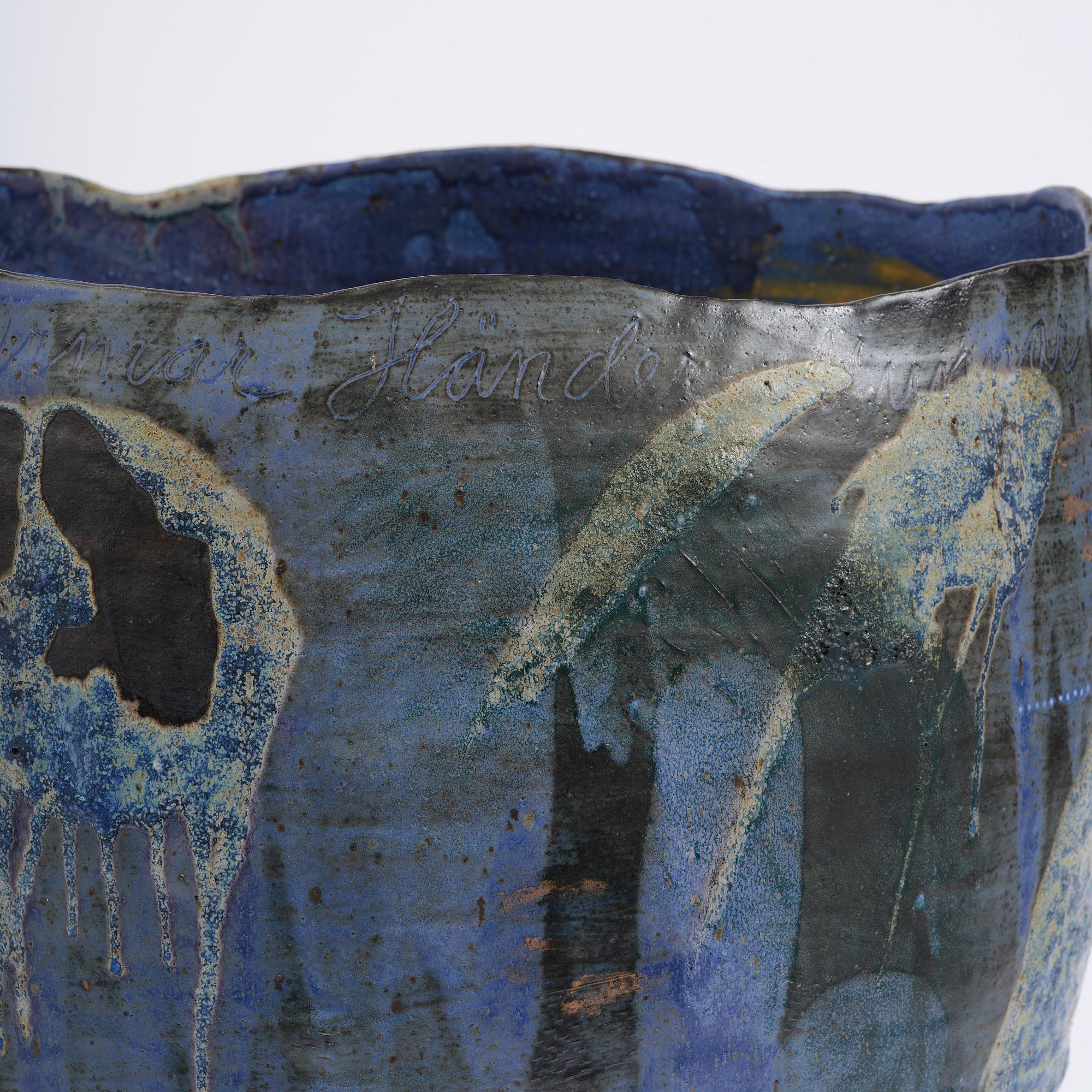 Eva Bengtsson, a stoneware floor vase, own studio, Frillesås, around the year 2000.