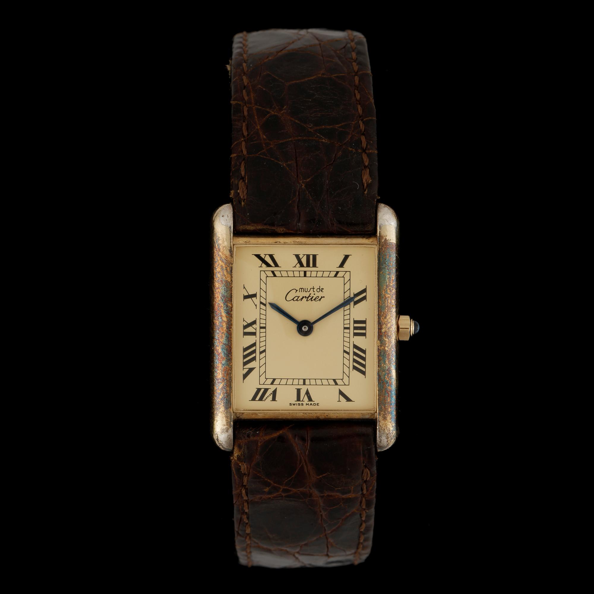 ARMBANDSUR, Cartier, Tank, De Must, förgyllt silver, quartz.