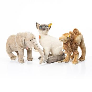 Steiff, toy animals, 3 pieces, second half of the 20th century.