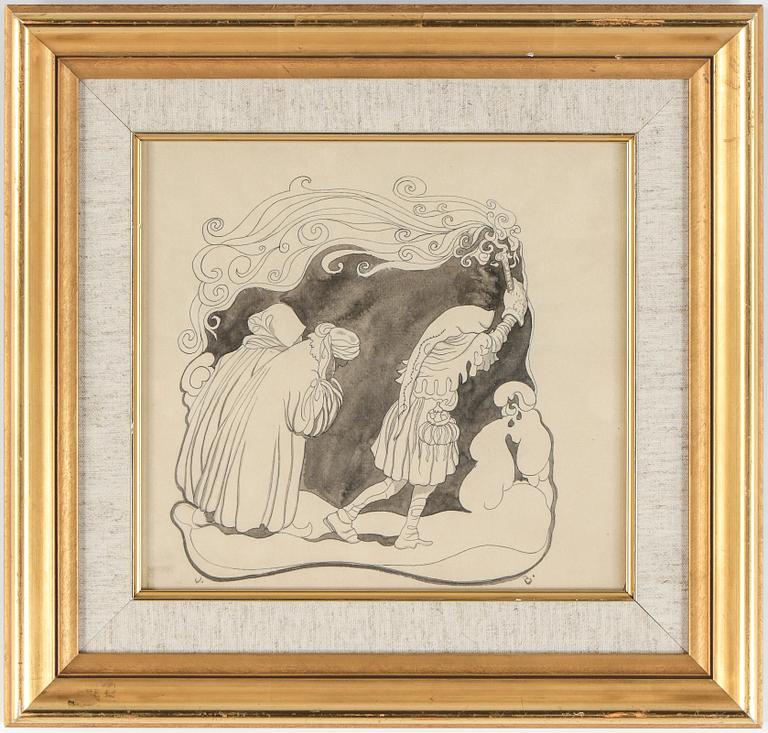 JOHN BAUER, blandteknik, monogramsignerad J.B.