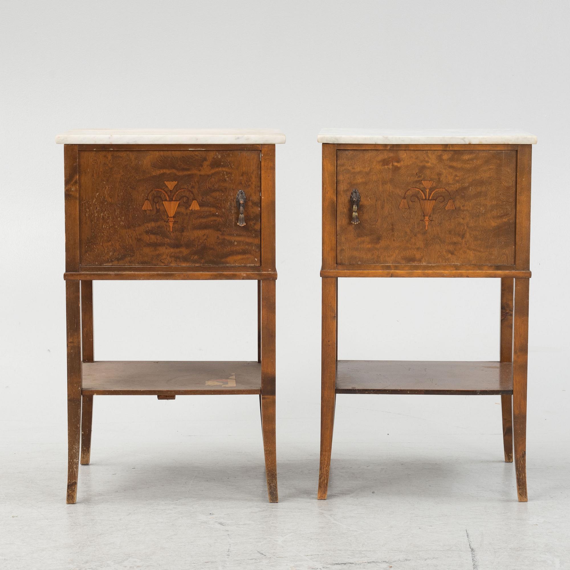 A pair of bedside tables, 1920's/30's.