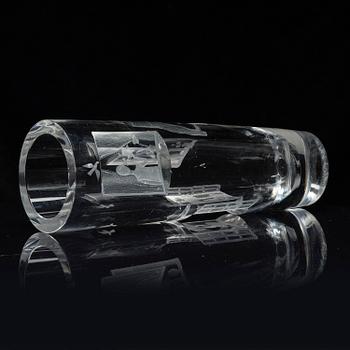 Tapio Wirkkala, a rare engraved "Finestra" glass vase, Iittala, Finland, 1947, model 3220, engraved by Theodor Käppi.