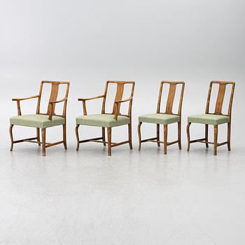 Carl Malmsten, Armchairs a pair, chairs a pair, "Haga", Nordiska Kompaniet, 1920s.